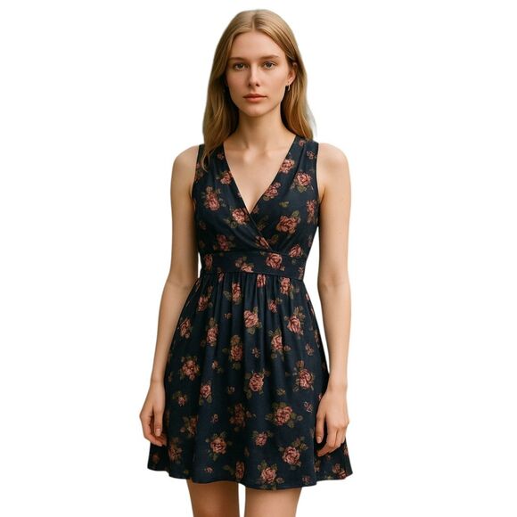 Abercrombie Floral Chiffon V-Neck Mini Dress XS - Picture 1 of 11